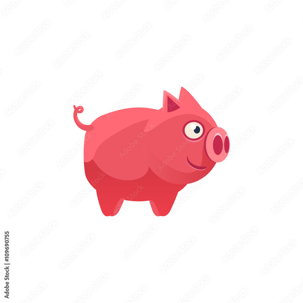 Obraz premium Pig Simplified Cute Illustration
