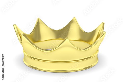 Simple golden royal crown on white. 3D rendering. © Natalia Merzlyakova