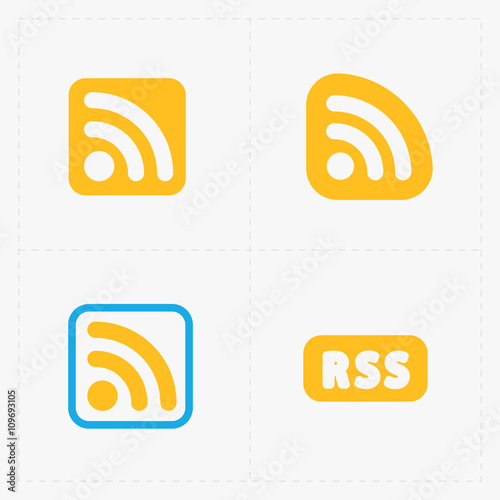 RSS sign icons. RSS feed symbols on White Background. 