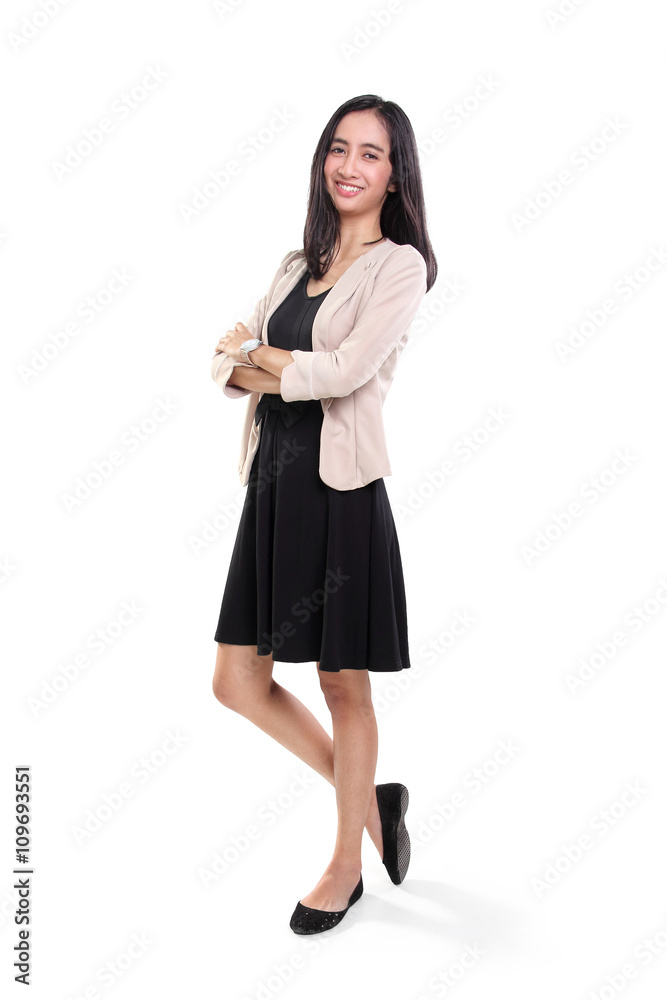 Cheerful young businesswoman casual standing Cheerful young businesswoman casual standing