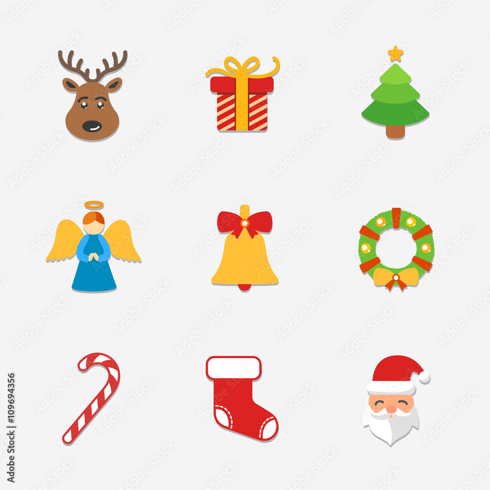 Christmas bright icons collection - vector illustration. Christmas bright icons collection - vector illustration.