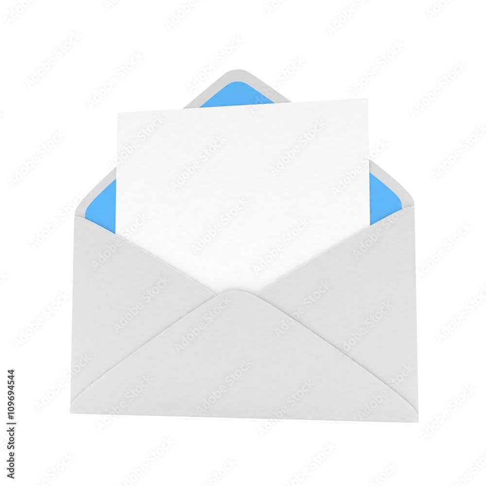 open mail with white blank. 3d rendering. open mail with white blank. 3d rendering.