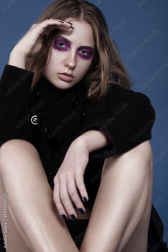 Fototapeta premium Very beautiful young girl with beautiful makeup.