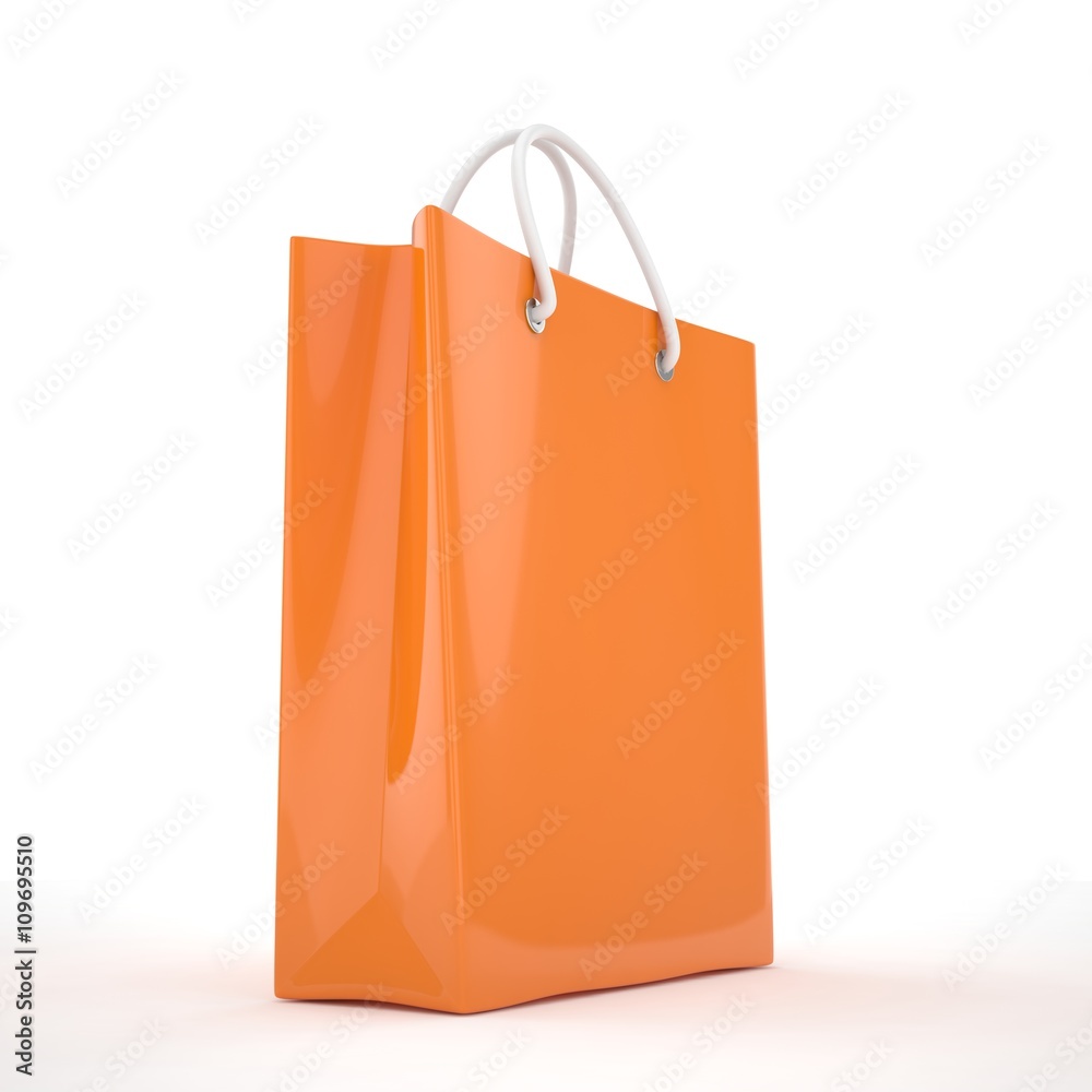 Paper Shopping Bag isolated on white background. 3d rendering. Paper Shopping Bag isolated on white background. 3d rendering.