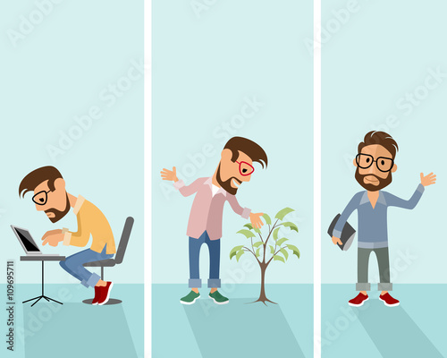 Three hipster in situation