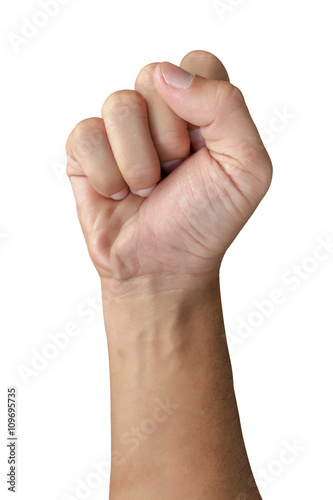 man fist up in a white isolated background [clipping path]