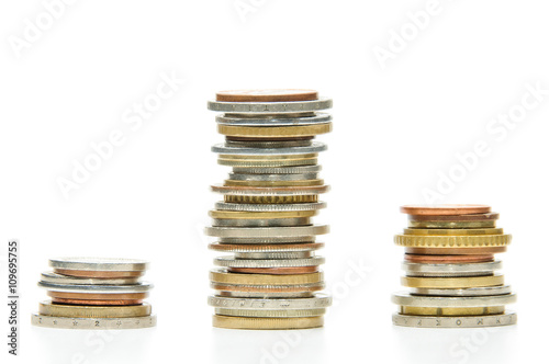 Three stacks of coins