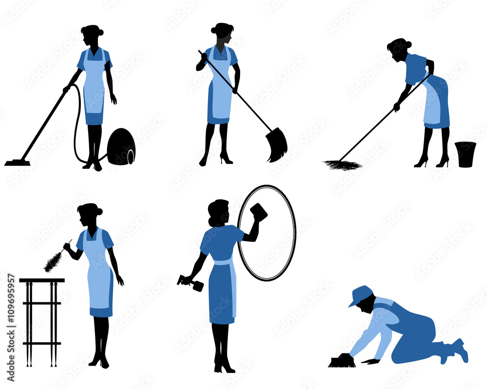 Six cleaning workers