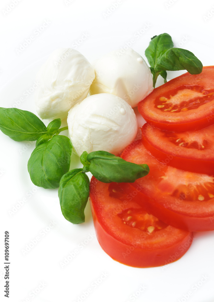 Mozzarella cheese with tomatoe and basil Mozzarella cheese with tomatoe and basil