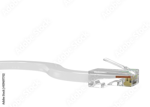wire rj-45 on a white background, isolated. 3d rendering.