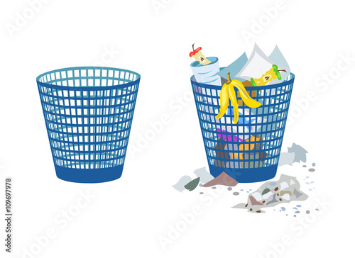 two bins, full and empty