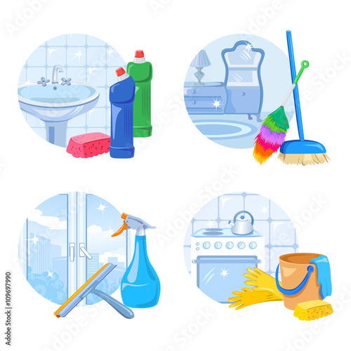 cleaning service icon set