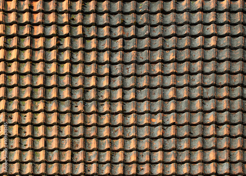 Old weathered shingle roof pattern background.