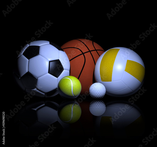 Sports balls 3d rendering