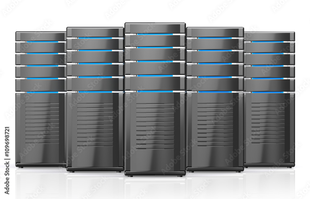 3D illustration of network workstation servers. 3D illustration of network workstation servers.
