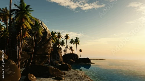 Tropical beach at sunset 