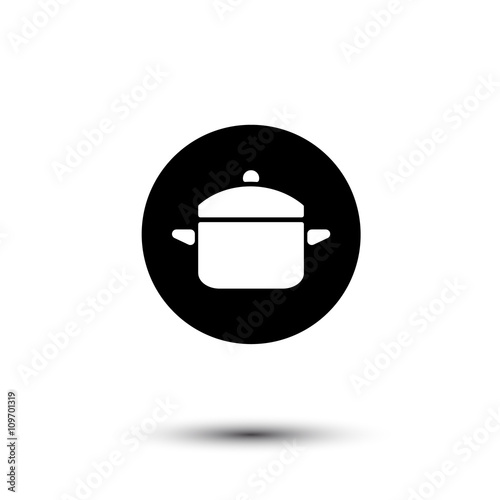 Black and white vector saucepan icon