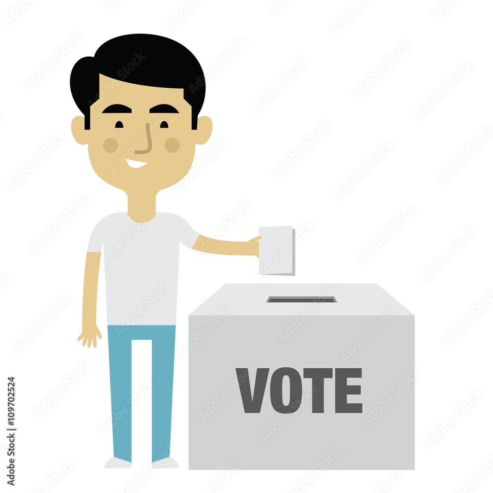 Illustration Of Male Character Putting Vote In Ballot Box Illustration Of Male Character Putting Vote In Ballot Box