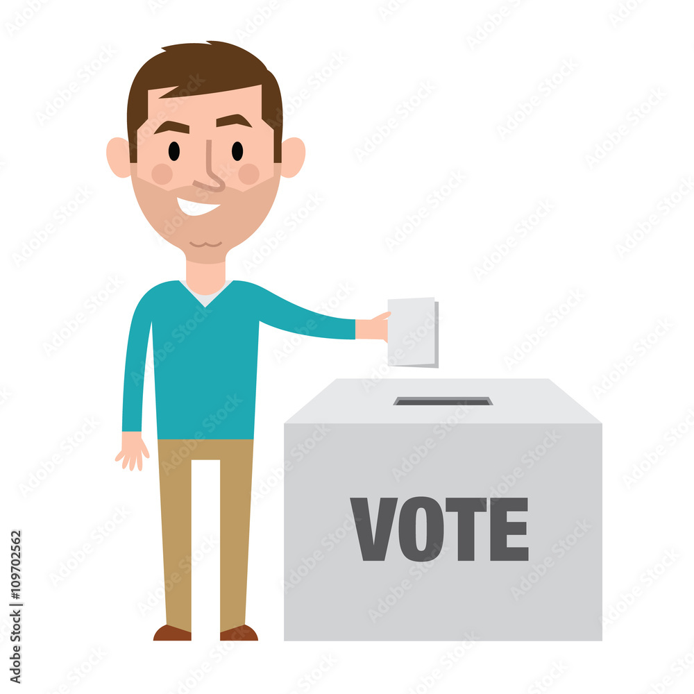 Illustration Of Male Character Putting Vote In Ballot Box