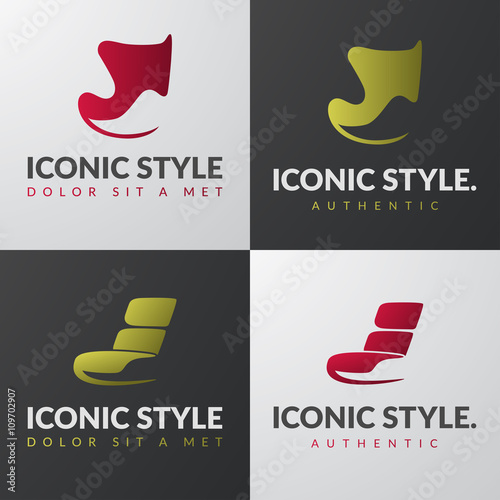 Set of furniture logo templates. Modern armchair design concepts