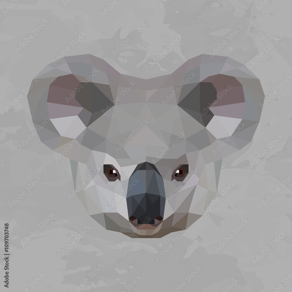 Fototapeta premium Geometric koala head colored