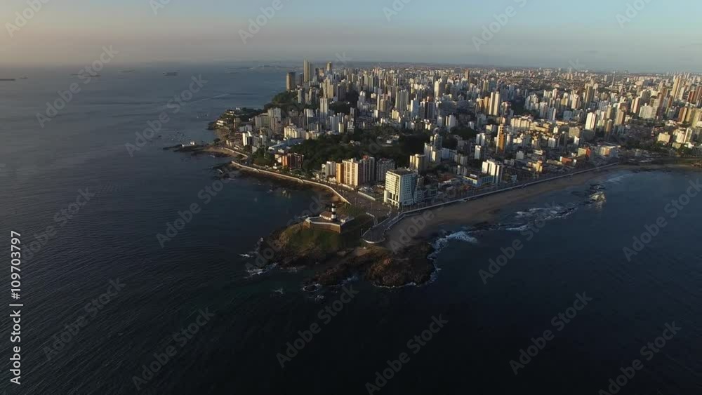 Aerial view of Farol da Barra (Barra Lighthouse) and Salvador cityscape, Bahia, Brazil Aerial view of Farol da Barra (Barra Lighthouse) and Salvador cityscape, Bahia, Brazil