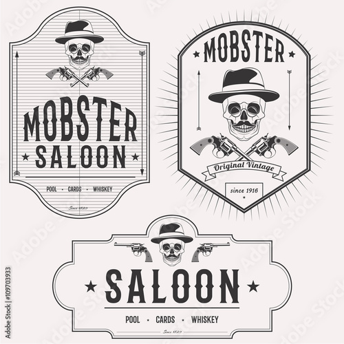 Retro car rental logo set