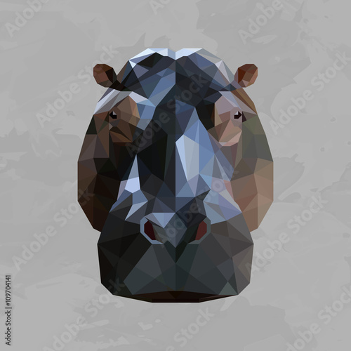 Geometric colored hippopotamus head