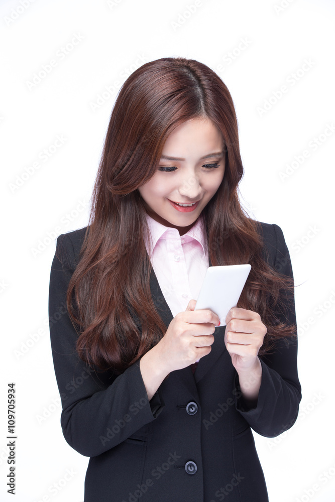 businesswoman smile using the phone businesswoman smile using the phone