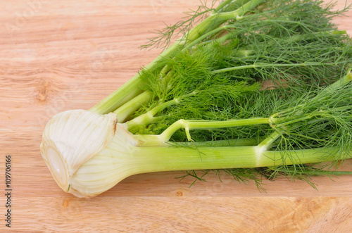 fennel vegetable on wooden background