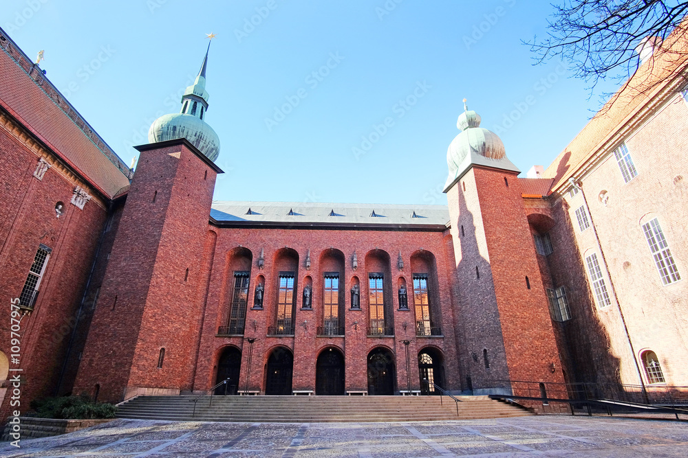Stockholm, Sweden - March, 16, 2016: Сity Hall - one of the most popular tourist places in Stockholm, Sweden