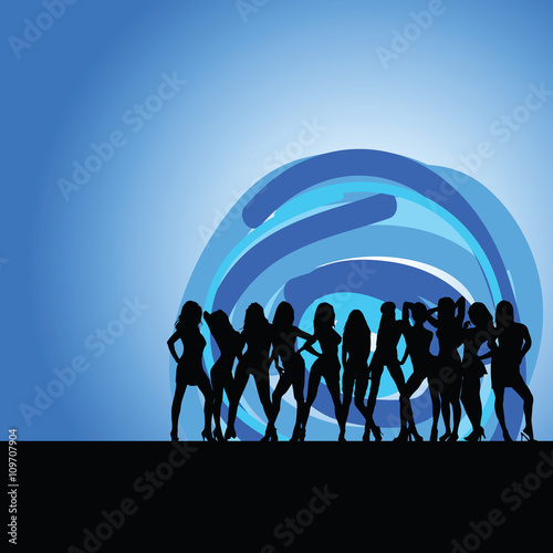 girls on moonlight silhouette illustration