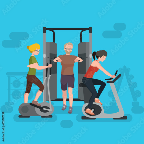 Active fitness person man and woman workout in gym