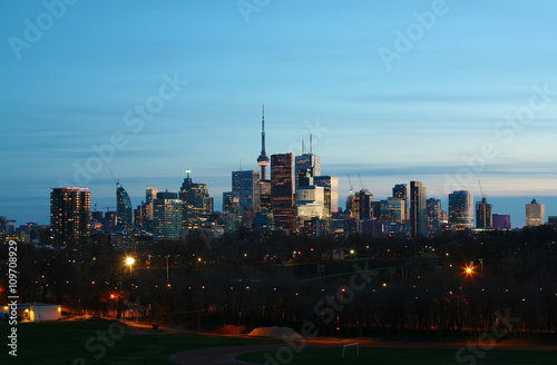 The Toronto, Canada skyline at night from Riverdale Park