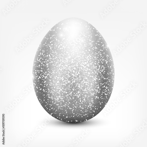 Shiny silver glitter egg. Vector egg icon for your design.