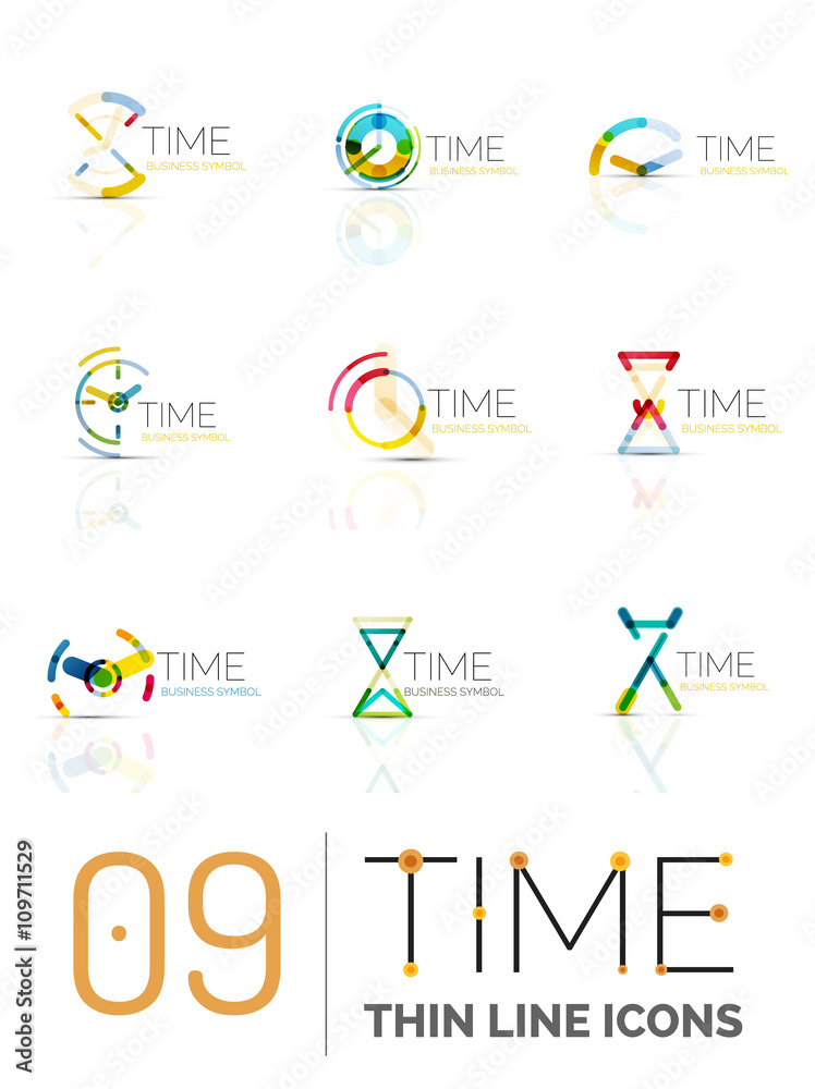 Geometric clock and time icon set Geometric clock and time icon set