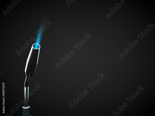 close up of metal cutting torch industry fire blue flame