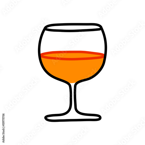 Glass of whiskey on white background