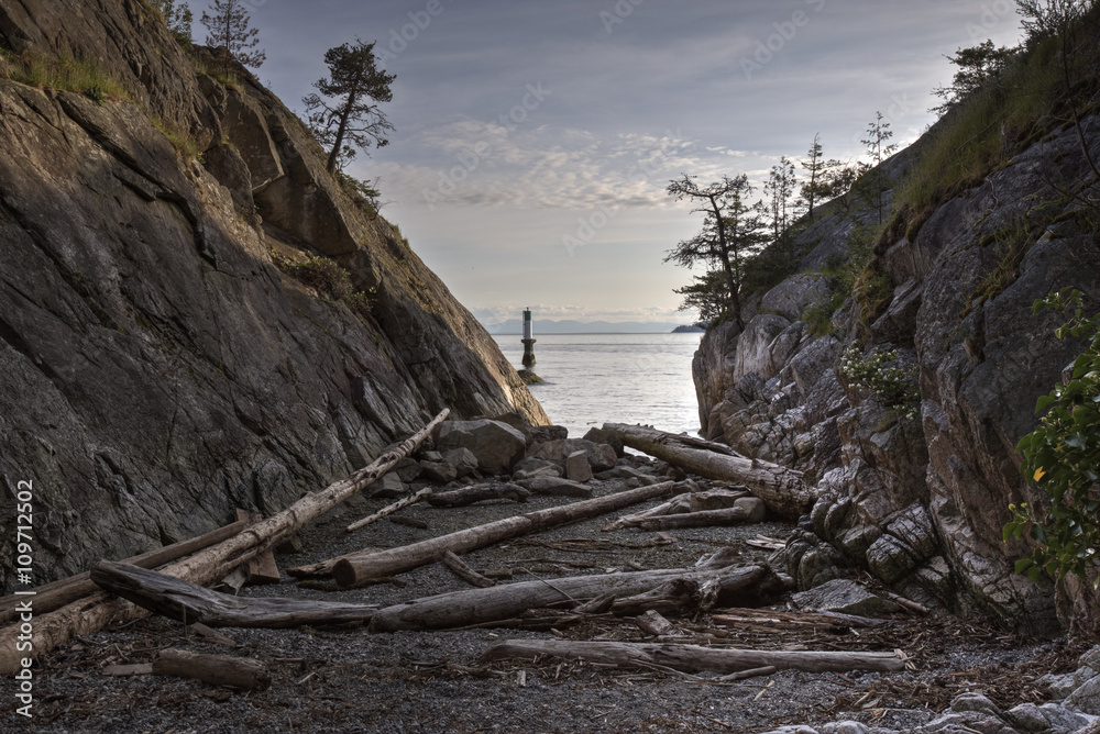 In between the rocks at Whytecliff Park, Vancouver, British Columbia.