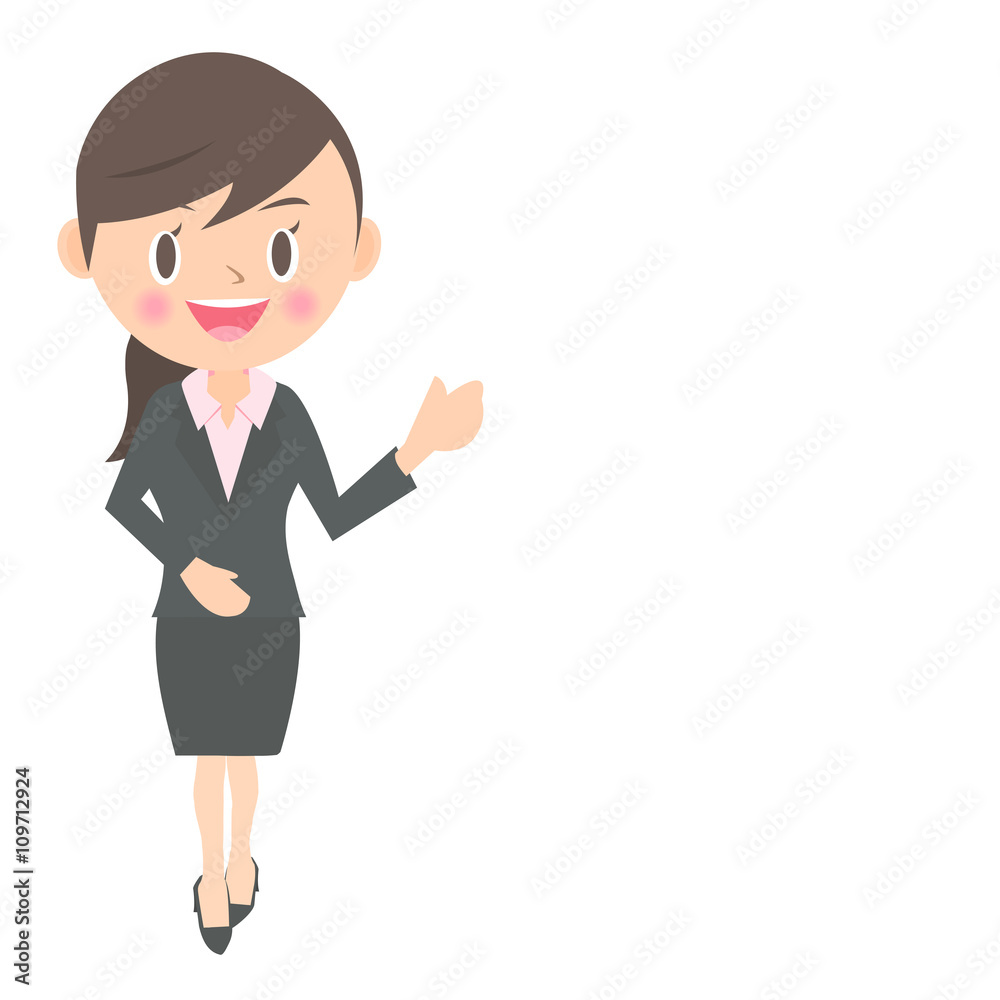 説明する女性会社員 説明する女性会社員