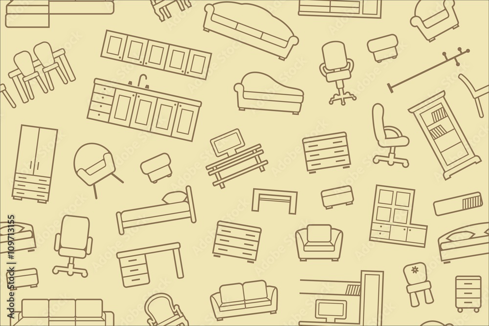 Seamless furniture background. Vector Illustration Seamless furniture background. Vector Illustration