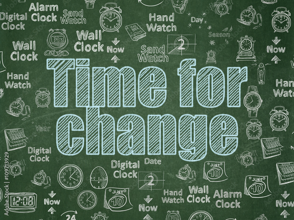 Time concept: Time for Change on School board background Time concept: Time for Change on School board background