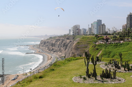 View at Miraflores Lima sea costline.