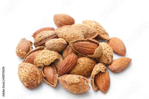 group of almonds background,isolate