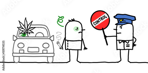 cartoon characters - police control - cannabis