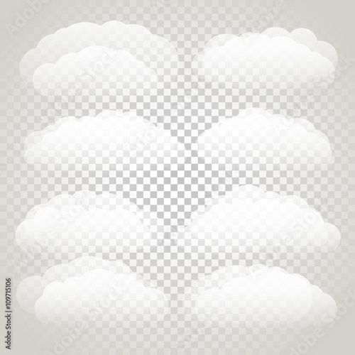 Different clouds vector seton transparent background