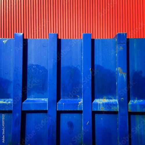 Two colorful metallic walls