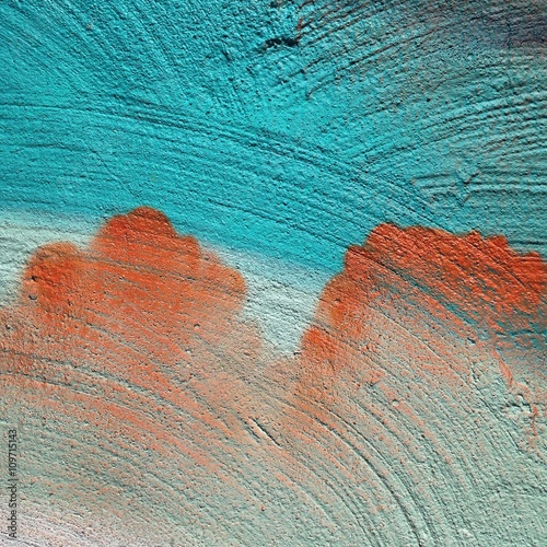 Macro of turquoise and orange painting
