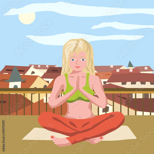 doing yoga on the roof
