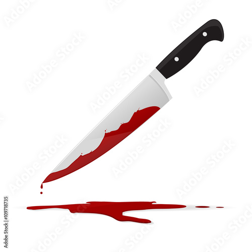 Fototapeta Bloody knife vector illustration
